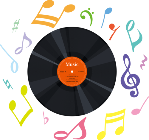 レコードと音譜──名曲のイメージ