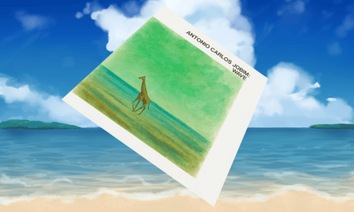 昼間の海に浮かぶアントニオ・カルロス・ジョビンのレコード『WAVE』