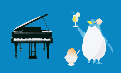 グランドピアノとペンギン
