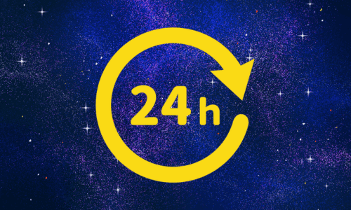 宇宙空間に浮かぶ24hの文字