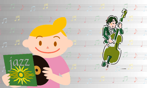 レコードを持った女性とベーシスト