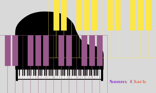 グランドピアノに重なる鍵盤の模様(紫系)