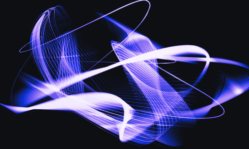 融合をイメージした光の曲線が織りなす抽象的なイラスト(パープル)