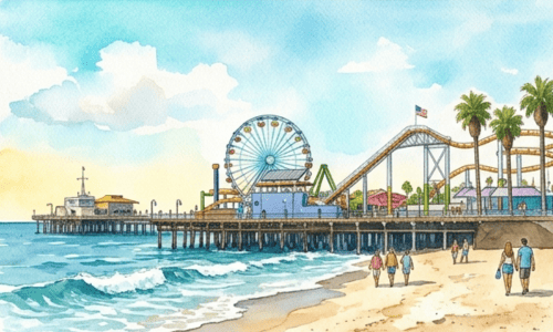 アメリカ西海岸ロサンゼルスの風景(イラスト) ①