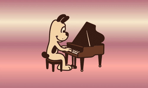 ピアノを弾く犬のイラスト