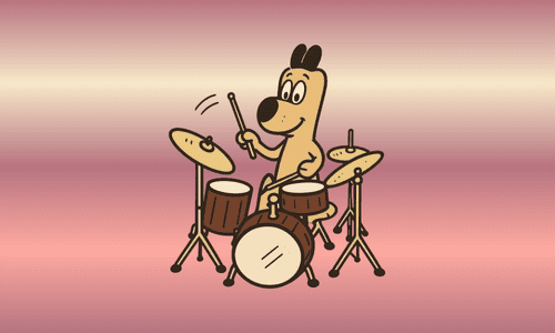 ドラムを叩く犬のイラスト